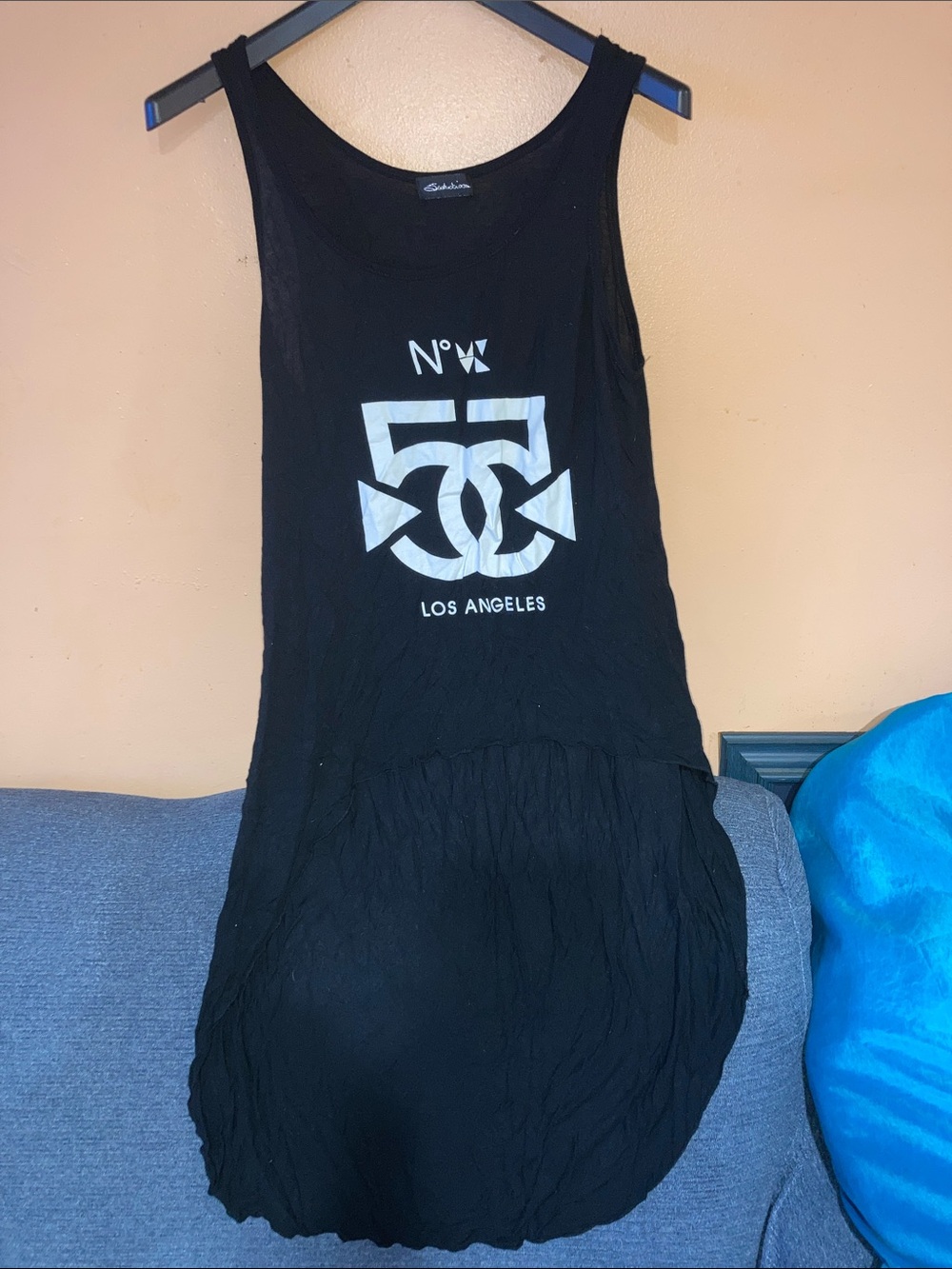 Y2K seductions Los Angeles Graphic Black Tank Top blouse/dress.